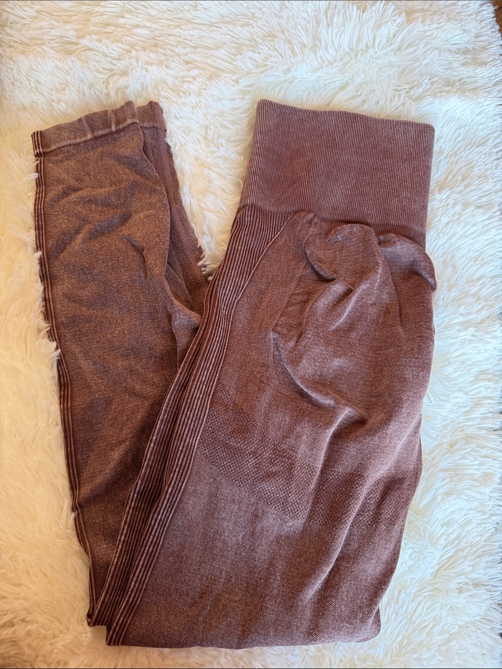 SHEIN Mauve Brown High-Waist Ribbed Jeggings